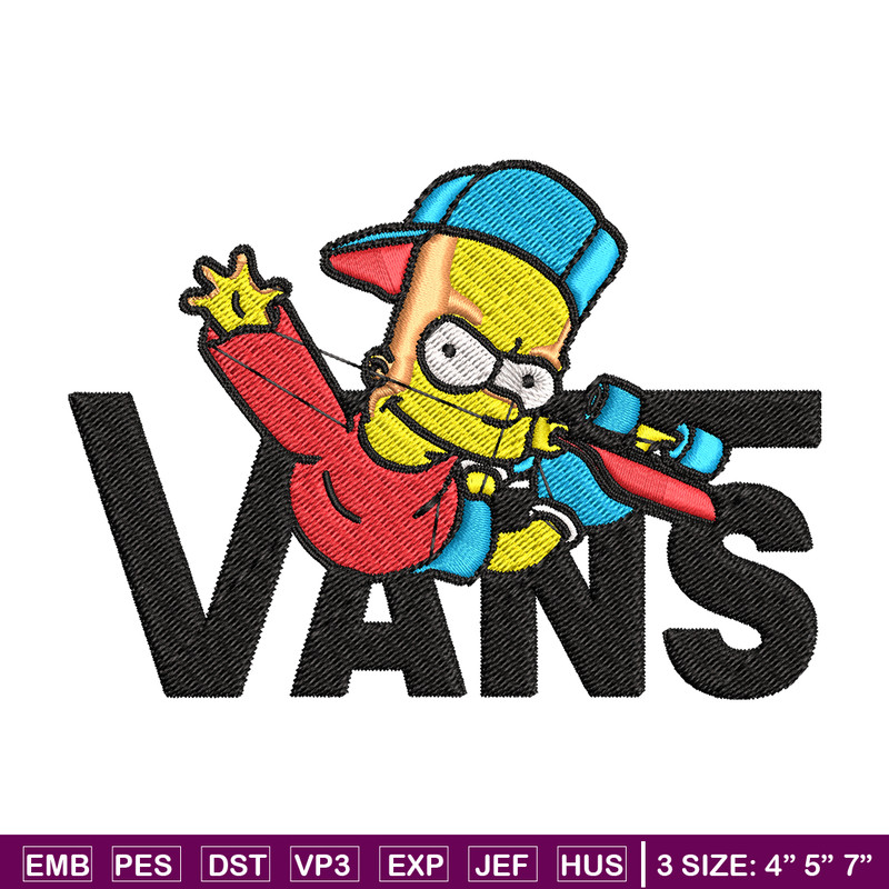 Bart Simpson Vans Embroidery design, Simpson Embroidery, cartoon design, Embroidery File, Digital download..jpg