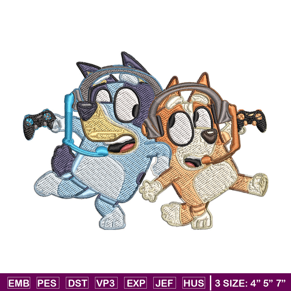 Bluey bingo headphones Embroidery, Bluey Embroidery, Embroidery File, cartoon shirt, cartoon design, Digital download..jpg