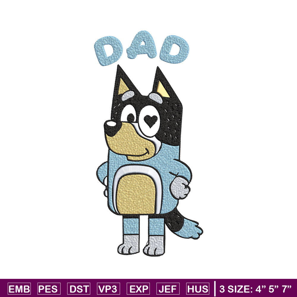Bluey Dad Embroidery, Bandit Heeler Embroidery, Embroidery File, cartoon design, cartoon shirt, Digital download..jpg