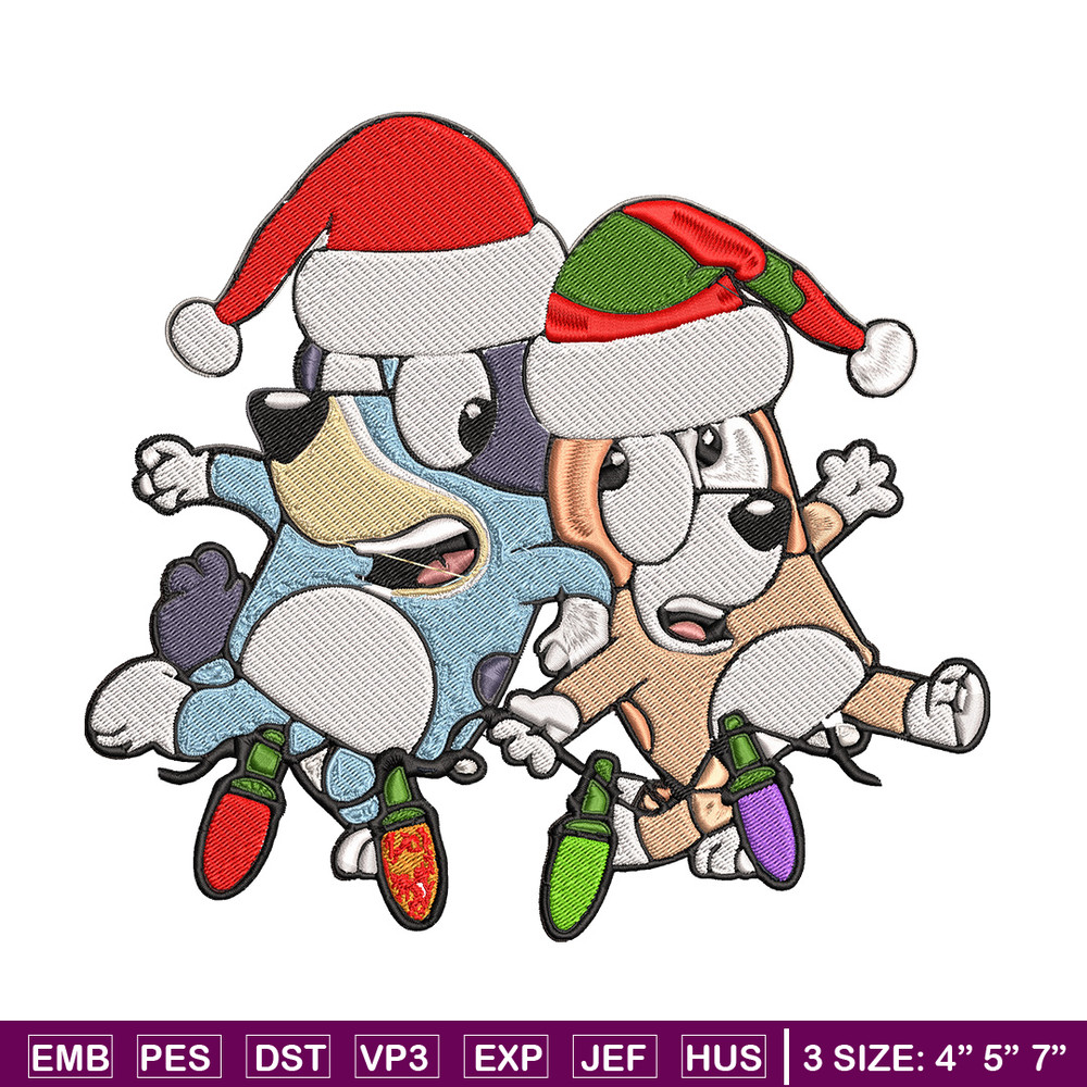 Bluey x Bingo Embroidery Design, Bluey Embroidery, Embroidery File, Chrismas Embroidery, Anime shirt, Digital download..jpg