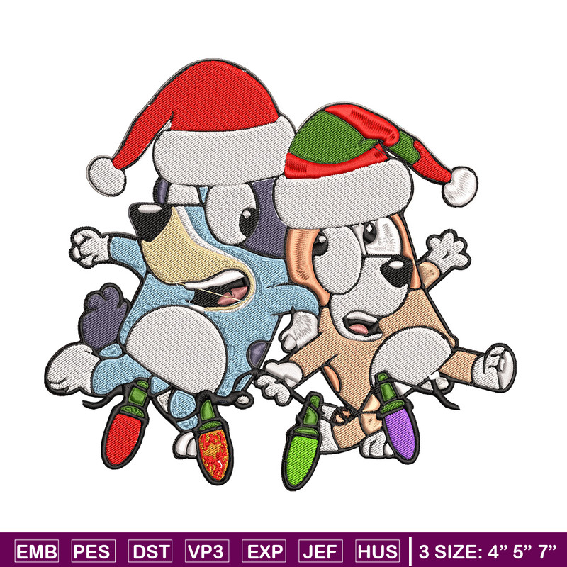 Bluey x Bingo Embroidery Design, Bluey Embroidery, Embroidery File, Chrismas Embroidery, Anime shirt, Digital download..jpg