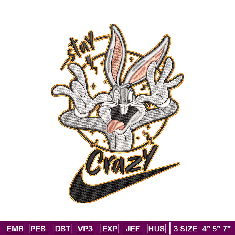 Bugs Bunny Embroidery Design, Looney Tunes Embroidery, Embroidery File, Nike Embroidery, Anime shirt, Digital download.jpg