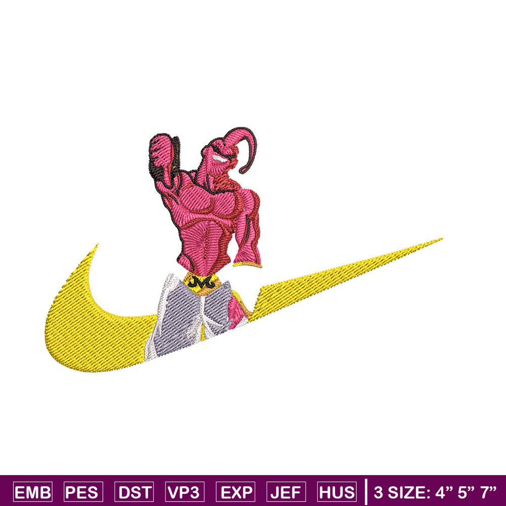 Buu x nike Embroidery Design, Dragonball Embroidery, Embroidery File, Nike Embroidery, Anime shirt, Digital download.jpg