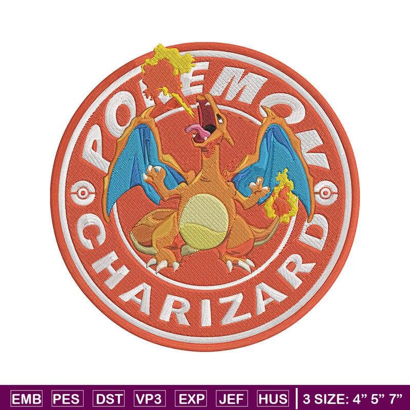 Charizard Embroidery Design, Pokemon Embroidery, Embroidery File, Anime Embroidery, Anime shirt, Digital download..jpg
