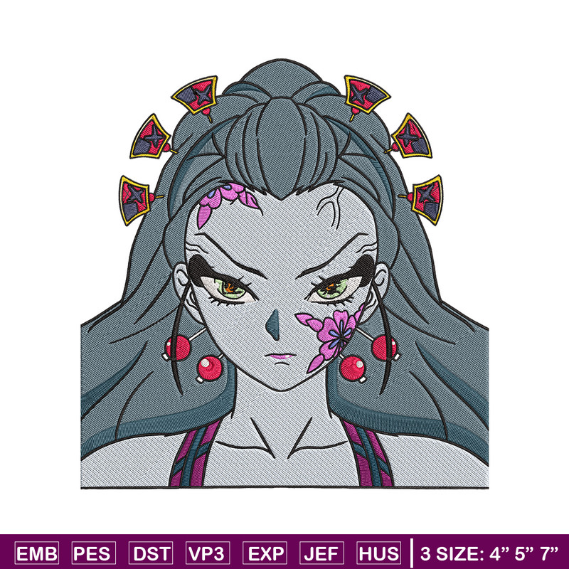 Daki face Embroidery Design, Demon slayer Embroidery, Embroidery File, Anime Embroidery, Anime shirt, Digital download.jpg