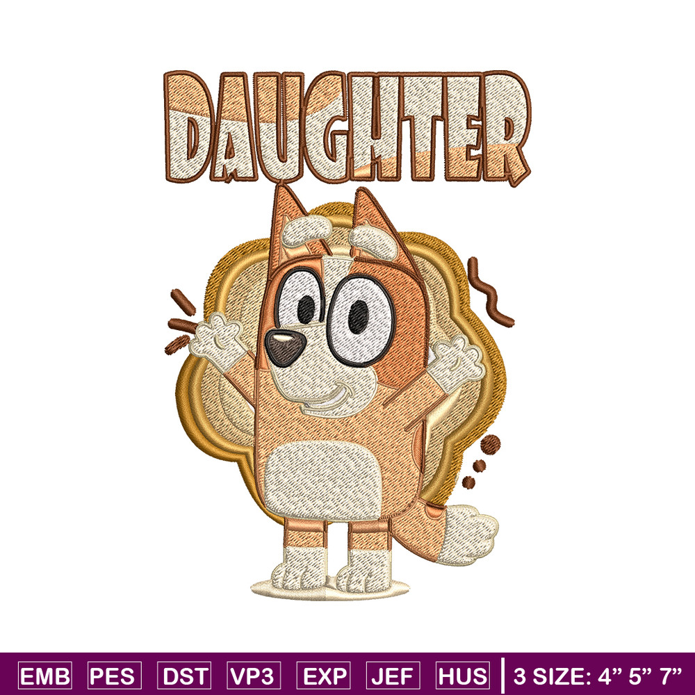 Daughter bluey Embroidery, Bluey Embroidery, cartoon Embroidery, cartoon shirt, Embroidery File, Instant download..jpg