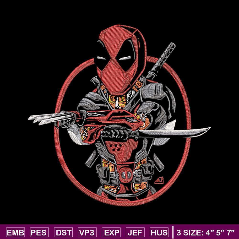 Deadpool circle Embroidery Design, Deadpool Embroidery, Embroidery File, Anime Embroidery, Anime shirt, Digital download.jpg
