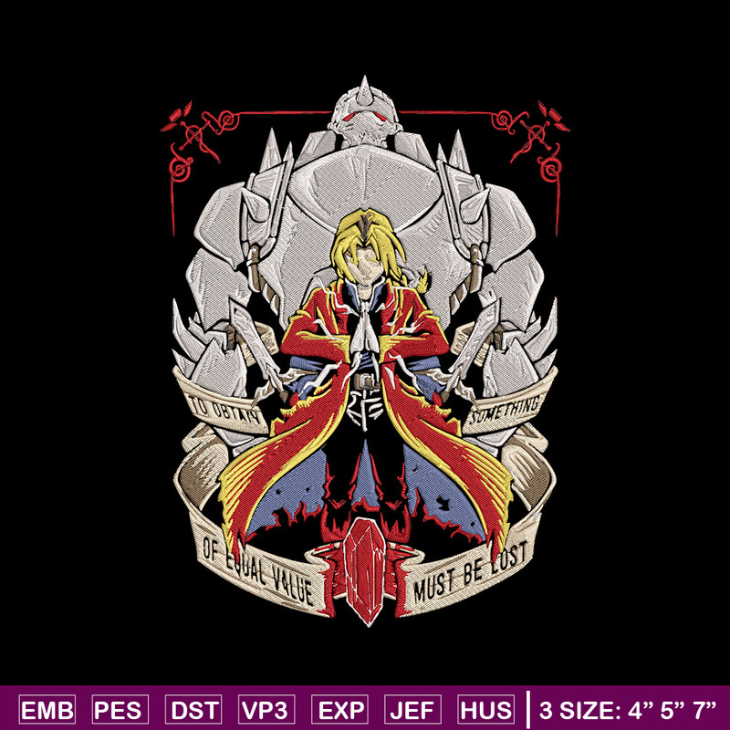 Edward Elric Embroidery Design, Fullmetal Embroidery,Embroidery File,Anime Embroidery, Anime shirt, Digital download.jpg