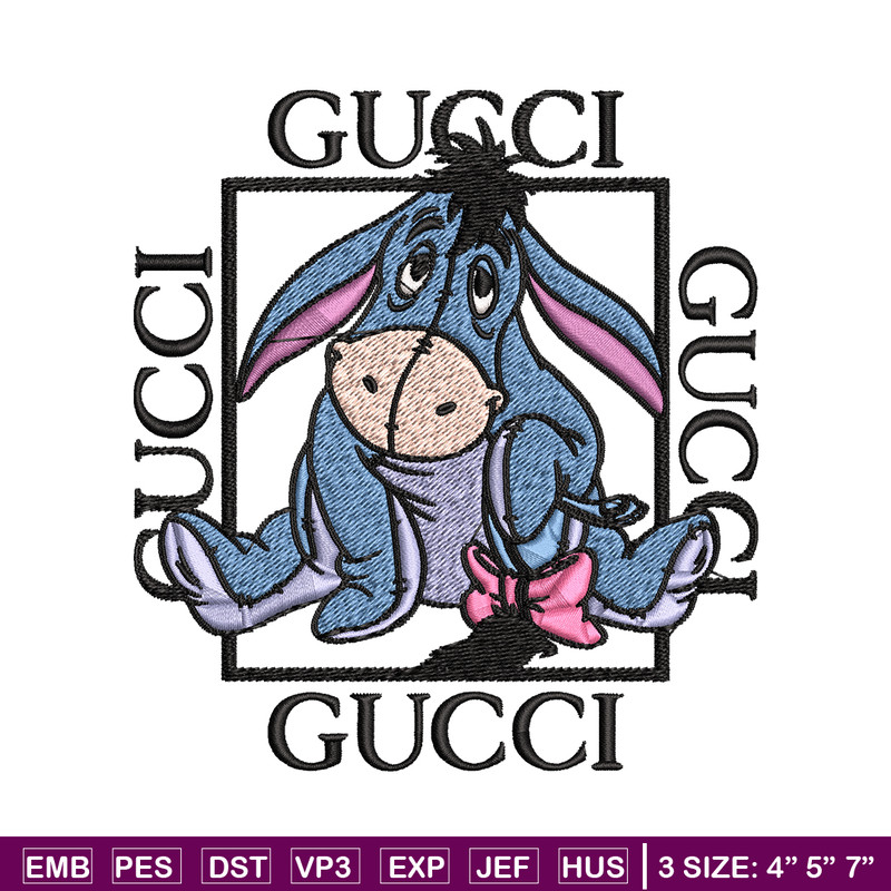 Eeyore Gucci Embroidery design, winnie the pooh Embroidery, cartoon design, Embroidery File, Instant download..jpg