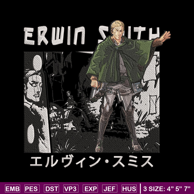 Erwin Smith Embroidery Design, Aot Embroidery, Embroidery File, Anime Embroidery, Anime shirt, Digital download.jpg