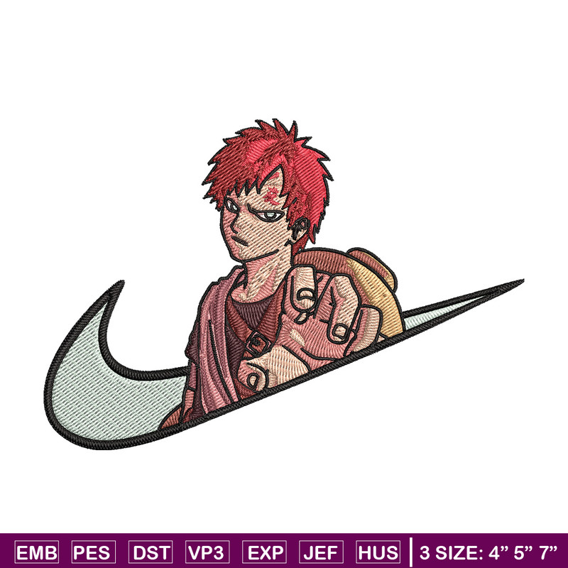 Gaara x nike Embroidery Design, Naruto Embroidery, Embroidery File, Nike Embroidery, Anime shirt, Digital download.jpg