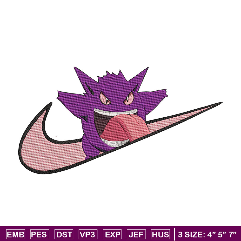 Gengar x nike Embroidery Design, Pokemon Embroidery, Embroidery File, Nike Embroidery, Anime shirt, Digital download.jpg