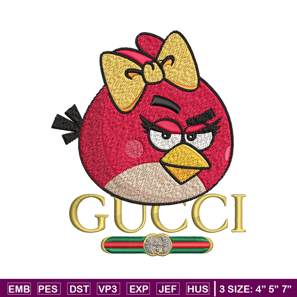 Girl Bird gucci Embroidery design, Angry Birds Embroidery, cartoon design, Embroidery File, logo shirt, Instant download.jpg