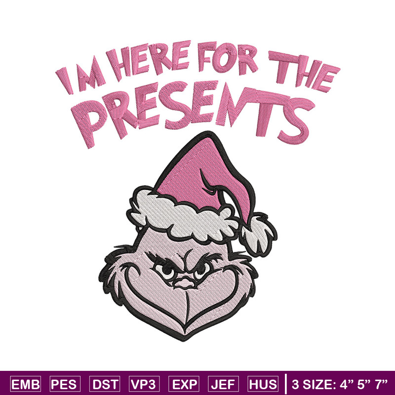 Grinch Im here Embroidery Design, Grinch Embroidery, Embroidery File, Chrismas Embroidery, Anime shirt, Digital download.jpg