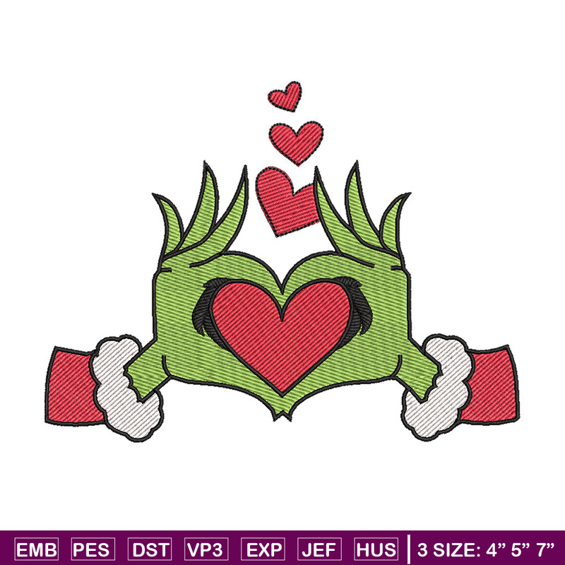 Grinch love embroidery design, Grinch embroidery, Chrismas design, Embroidery shirt, Embroidery file, Digital download.jpg