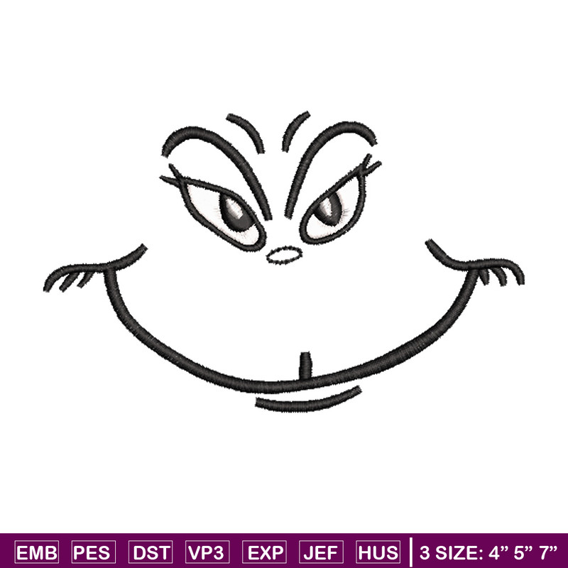 Grinch smile embroidery design,Grinch embroidery, Chrismas design, Embroidery shirt, Embroidery file, Digital download..jpg