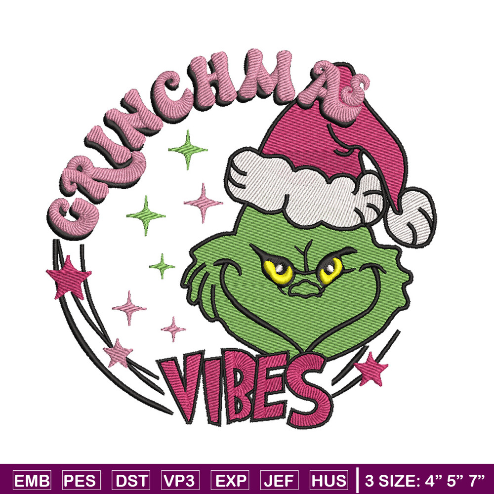 Grinch vibes embroidery design, Grinch embroidery, Chrismas design,Embroidery shirt, Embroidery file, Digital download.jpg