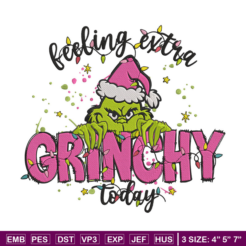 Grinchy today Embroidery Design, Grinch Embroidery, Embroidery File,Chrismas Embroidery, Anime shirt, Digital download.jpg