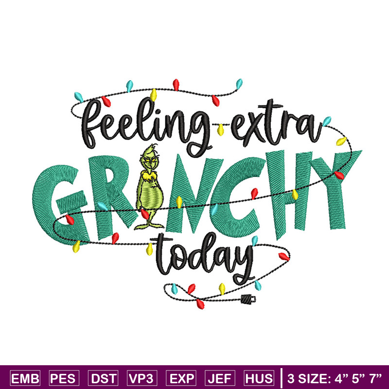 Grinchy today embroidery design,Grinch embroidery, Chrismas design, Embroidery shirt, Embroidery file, Digital download..jpg