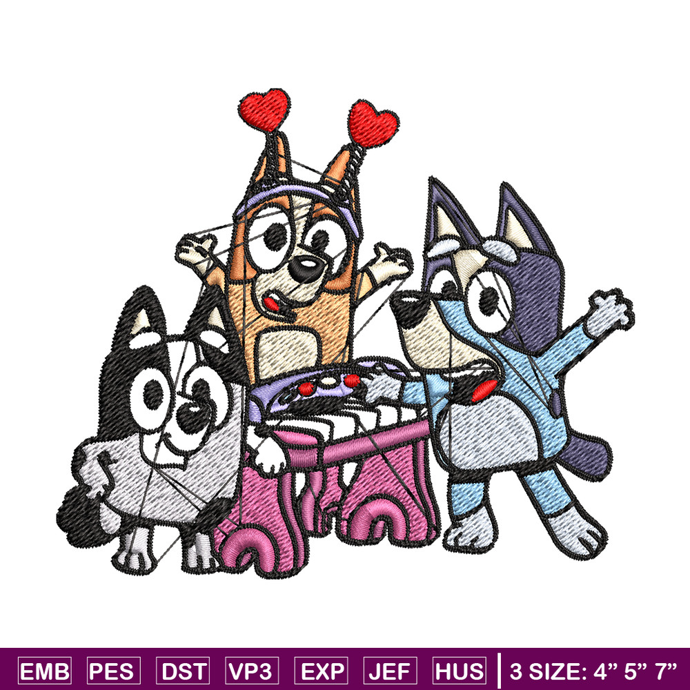 Happy birthday bluey Embroidery, Bluey Embroidery, Embroidery File, cartoon shirt, cartoon design, Digital download..jpg