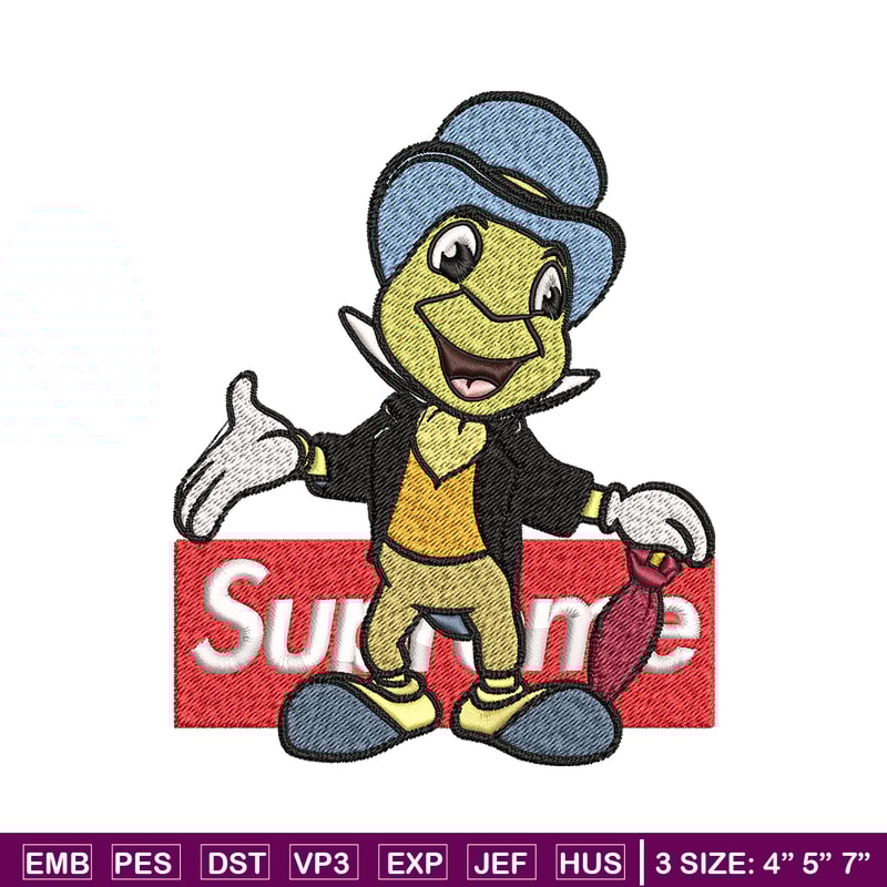 Jimimy cricket supreme Embroidery design, Jimimy cricket Embroidery, cartoon design, Embroidery File, Instant download..jpg