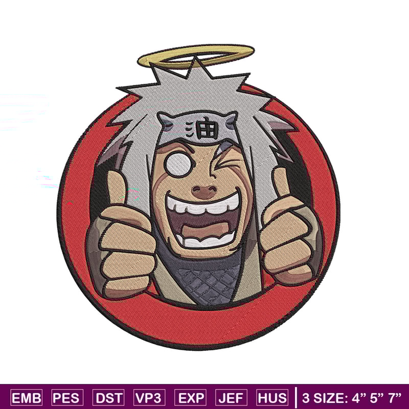 Jiraiya circle Embroidery Design, Naruto Embroidery, Embroidery File, Anime Embroidery, Anime shirt, Digital download.jpg