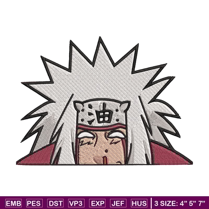 Jiraiya Peeker Embroidery Design, Naruto Embroidery, Embroidery File, Anime Embroidery, Anime shirt, Digital download.jpg