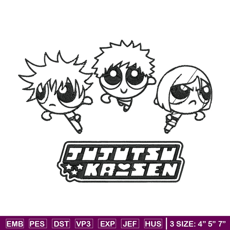 Jujutsu chibi Embroidery Design, Jujutsu Embroidery, Embroidery File, Nike Embroidery, Anime shirt, Digital download.jpg