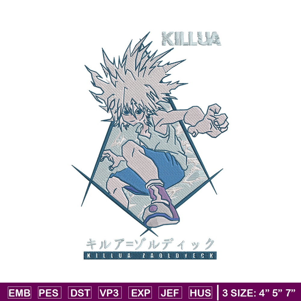 Killua Embroidery Design, Hunter x hunter Embroidery, Embroidery File, Anime Embroidery, Anime shirt, Digital download.jpg