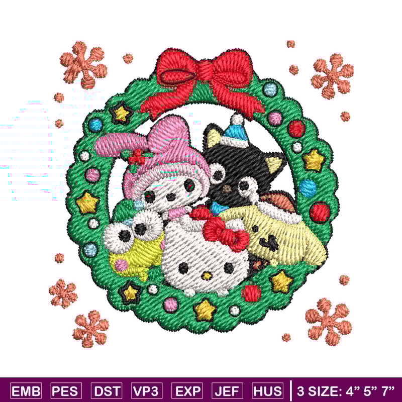 Kitty friends Embroidery Design,Hello kitty Embroidery,Embroidery File,Chrismas Embroidery,Anime shirt, Digital download.jpg
