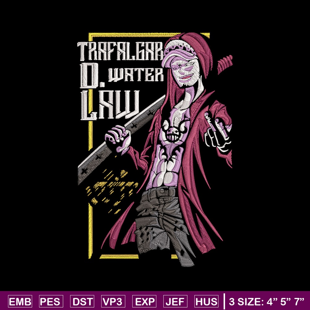 Law poster Embroidery Design, One piece Embroidery, Embroidery File,Anime Embroidery, Anime shirt, Digital download..jpg