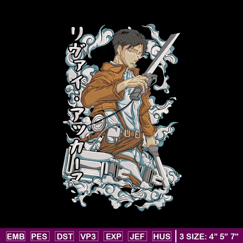 Levi poster Embroidery Design, Aot Embroidery, Embroidery File, Anime Embroidery, Anime shirt, Digital download.jpg