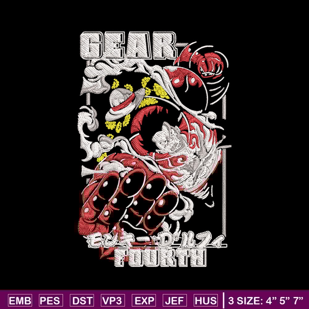 Luffy gear 4 Embroidery Design,One piece Embroidery, Embroidery File, Anime Embroidery, Anime shirt, Digital download..jpg