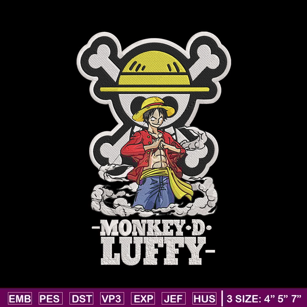 Luffy poster Embroidery Design, One piece Embroidery, Embroidery File, Anime Embroidery, Anime shirt, Digital download.jpg