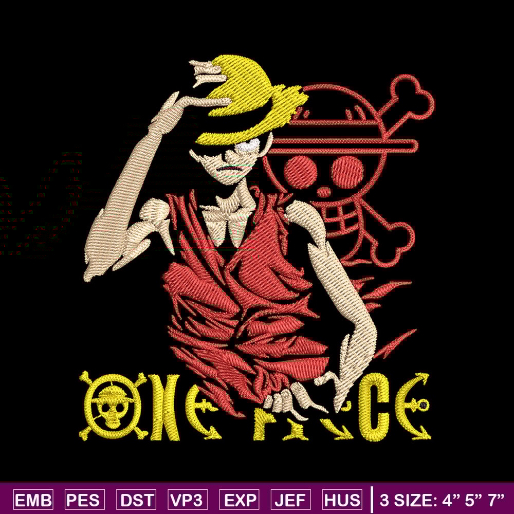 Luffy poster Embroidery Design, One piece Embroidery, Embroidery File, Anime Embroidery, Anime shirt,Digital download..jpg