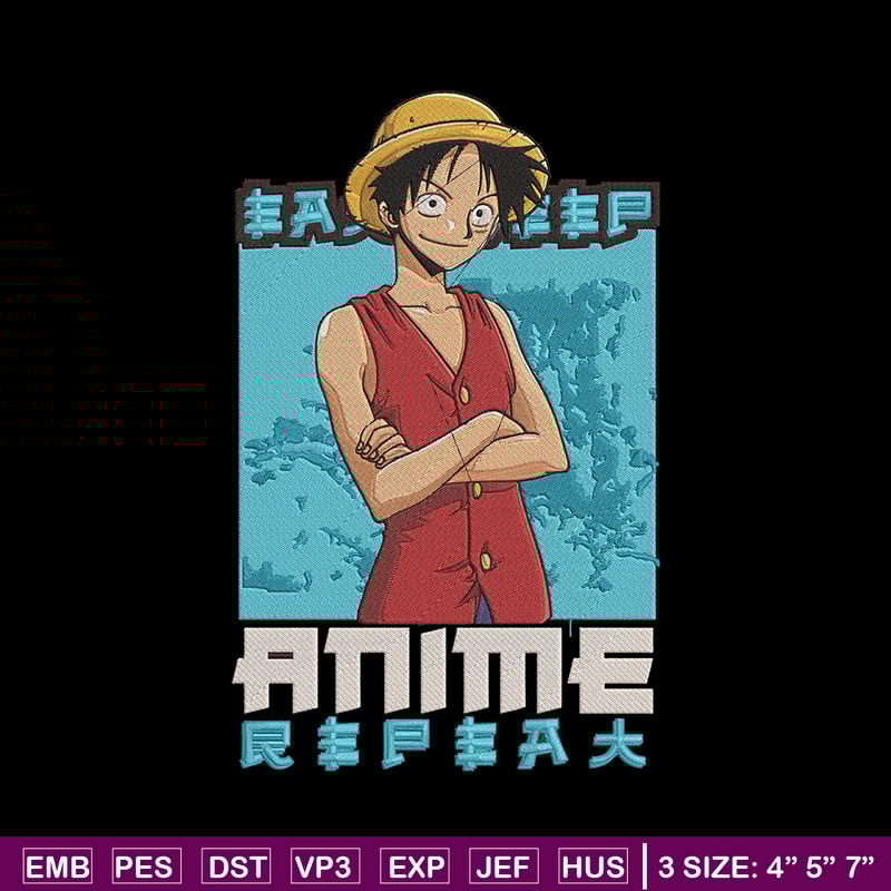 Luffy poster Embroidery Design, One piece Embroidery, Embroidery File, Anime Embroidery, Anime shirt,Digital download.jpg