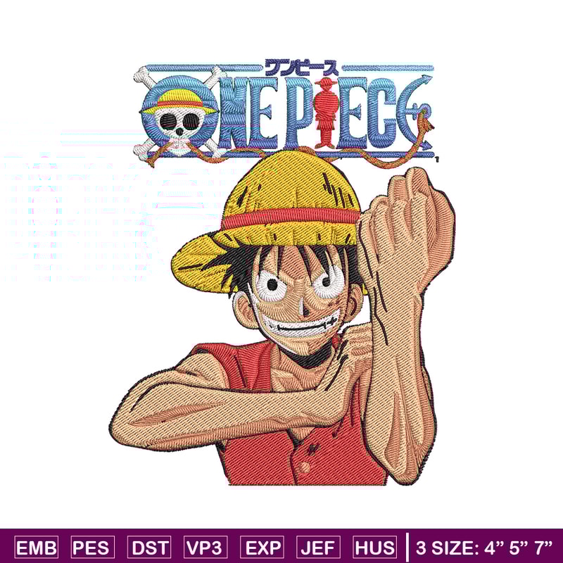 Luffy Poster Embroidery Design,One piece Embroidery, Embroidery File, Anime Embroidery, Anime shirt, Digital download.jpg
