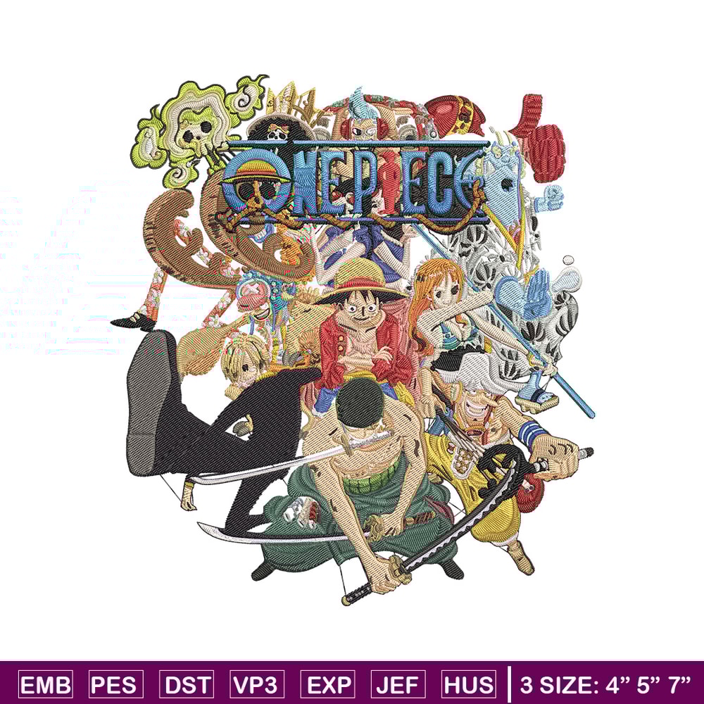 Luffy team Embroidery Design, One piece Embroidery, Embroidery File, Anime Embroidery, Anime shirt, Digital download.jpg