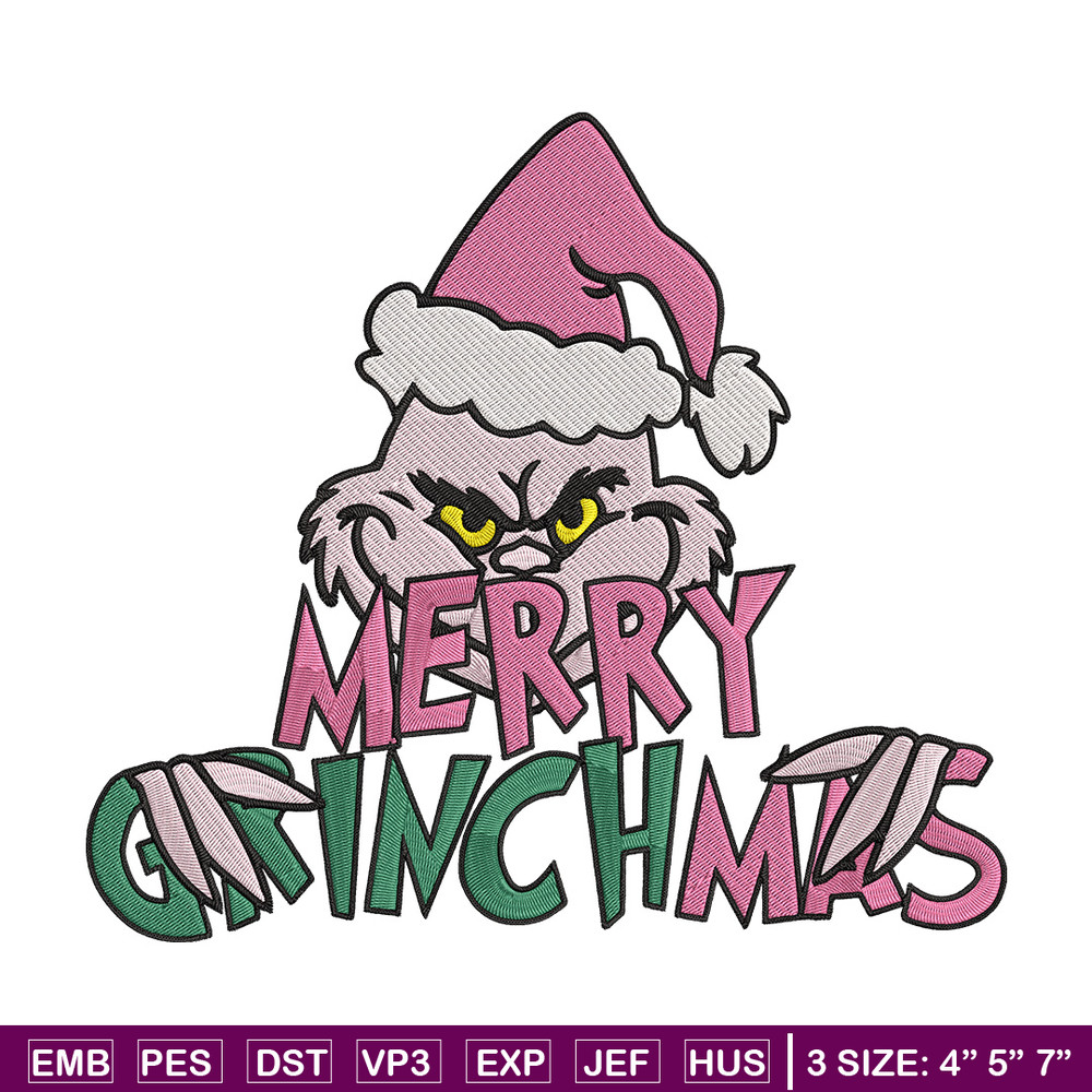 Merry Grinchmas Embroidery Design, Grinch Embroidery,Embroidery File, Chrismas Embroidery, Anime shirt, Digital download.jpg