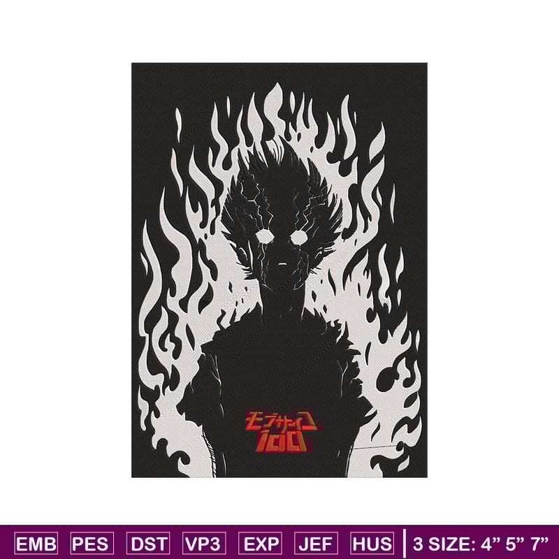 Mob 100 poster Embroidery Design, Mob 100 Embroidery, Embroidery File, Anime Embroidery, Anime shirt, Digital download.jpg