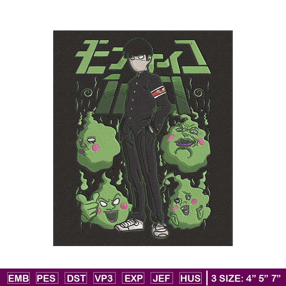 Mob100 poster Embroidery Design, Mob100 Embroidery, Embroidery File, Anime Embroidery, Anime shirt, Digital download.jpg
