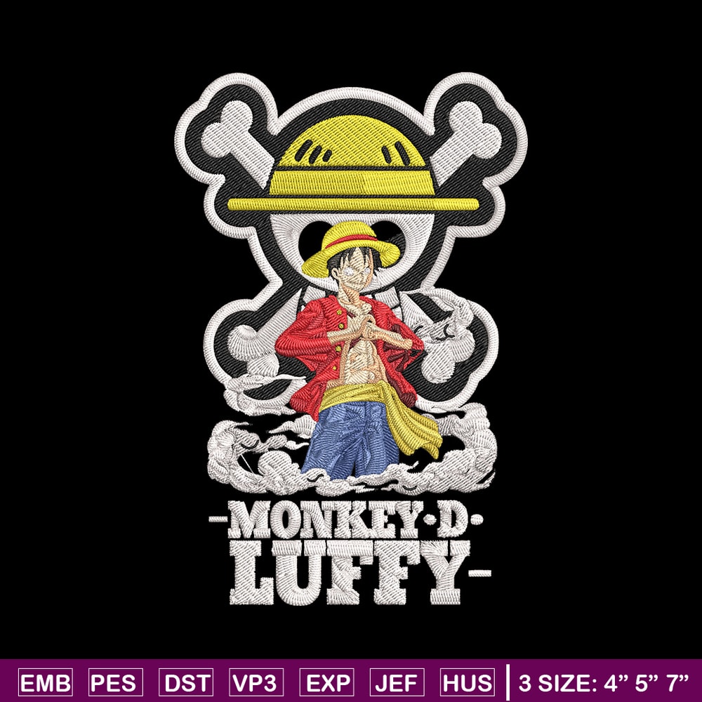 Monkey D Luffy Embroidery Design,One piece Embroidery, Embroidery File, Anime Embroidery, Anime shirt, Digital download.jpg