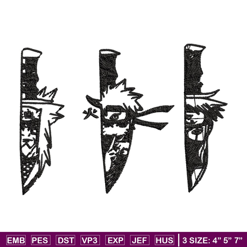 Naruto Character In Knife Embroidery design, Naruto Embroidery, anime design, Embroidery File, Instant download..jpg