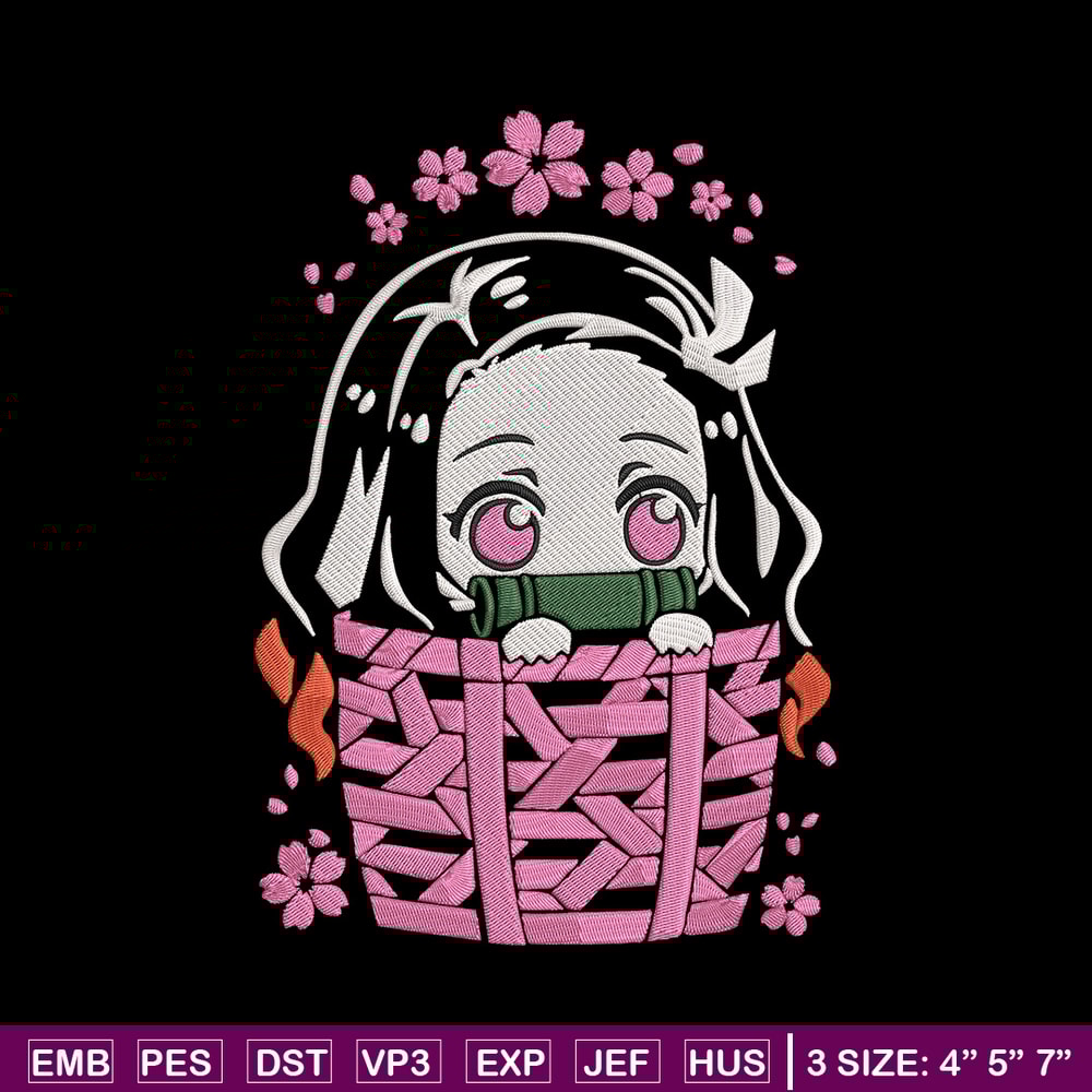 Nezuko chibi Embroidery Design, Demon slayer Embroidery, Embroidery File, Anime Embroidery,Digital download..jpg