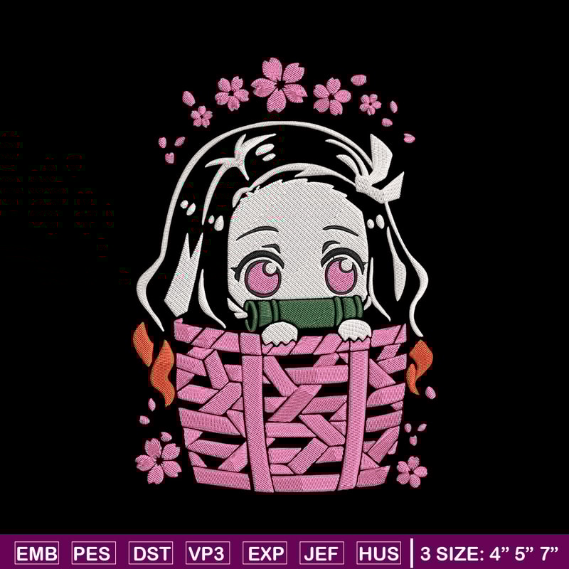 Nezuko chibi Embroidery Design, Demon slayer Embroidery, Embroidery File, Anime Embroidery,Digital download..jpg