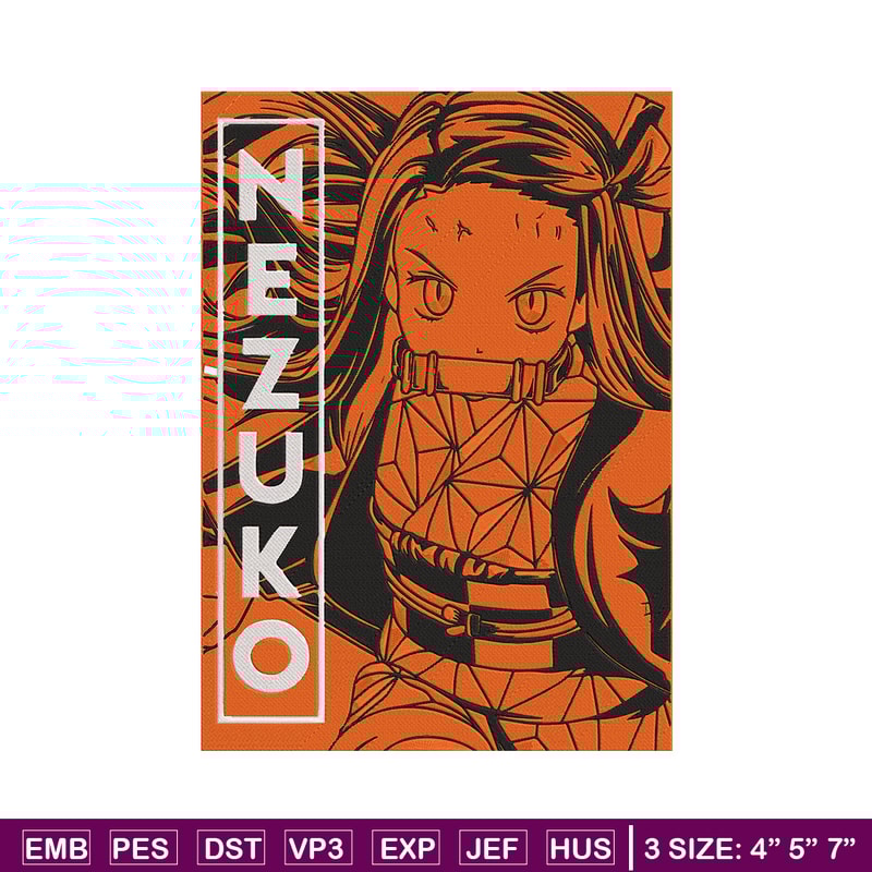 Nezuko kamado Embroidery Design, Demon slayer Embroidery,Embroidery File, Anime Embroidery, Anime shirt,Digital download.jpg