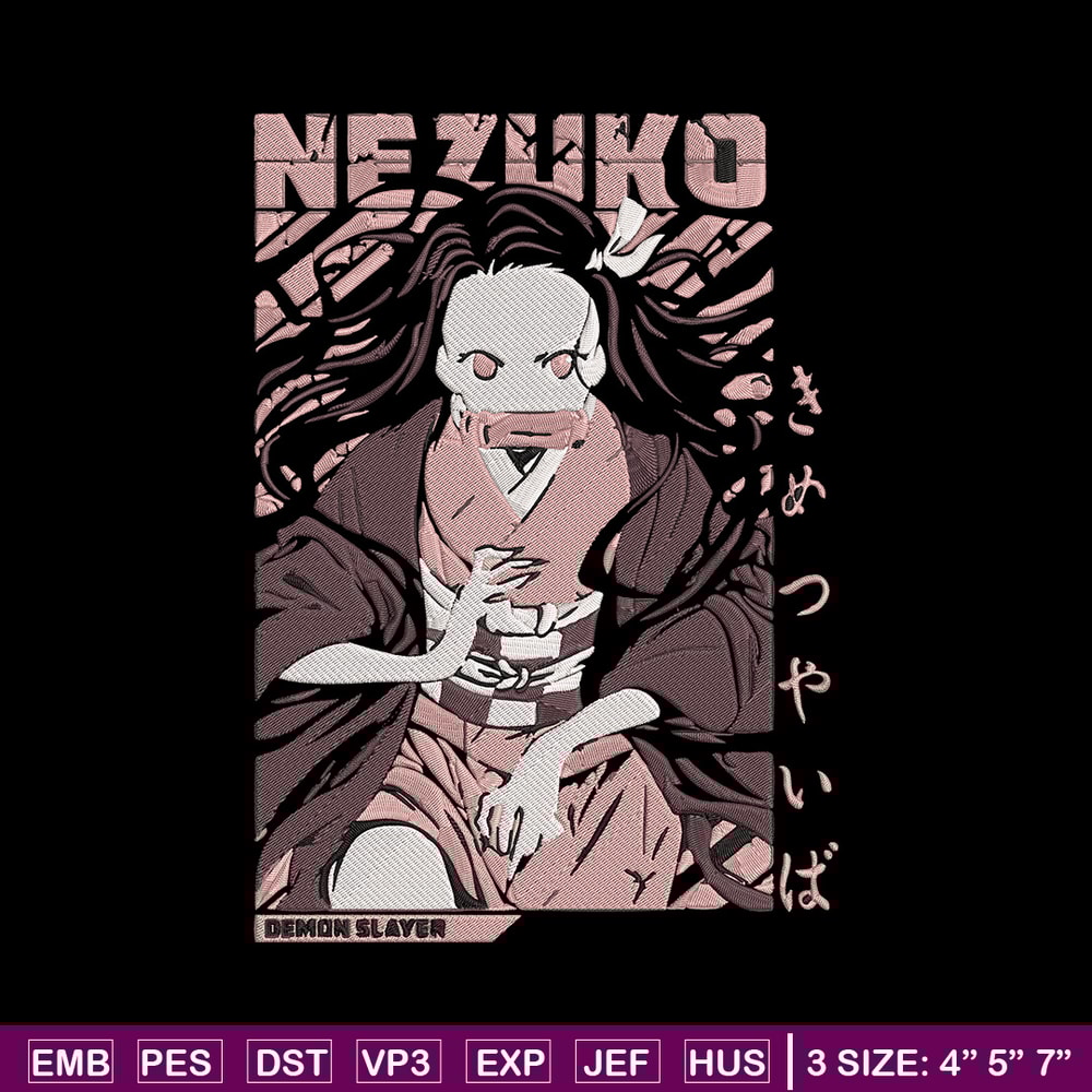 Nezuko poster Embroidery Design, Demon slayer Embroidery, Embroidery File, Anime Embroidery, Digital download..jpg