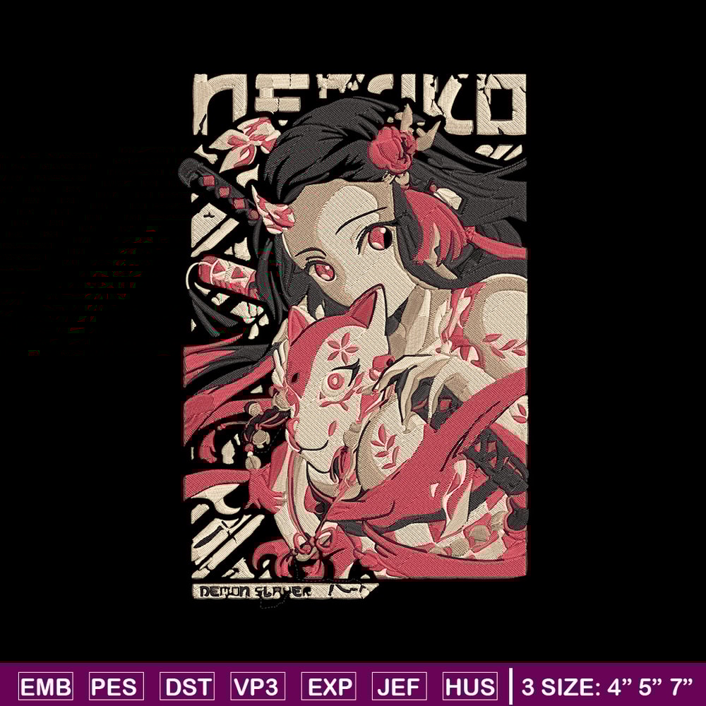 Nezuko poster Embroidery Design, Demon slayer Embroidery, Embroidery File, Anime Embroidery, Digital download.jpg