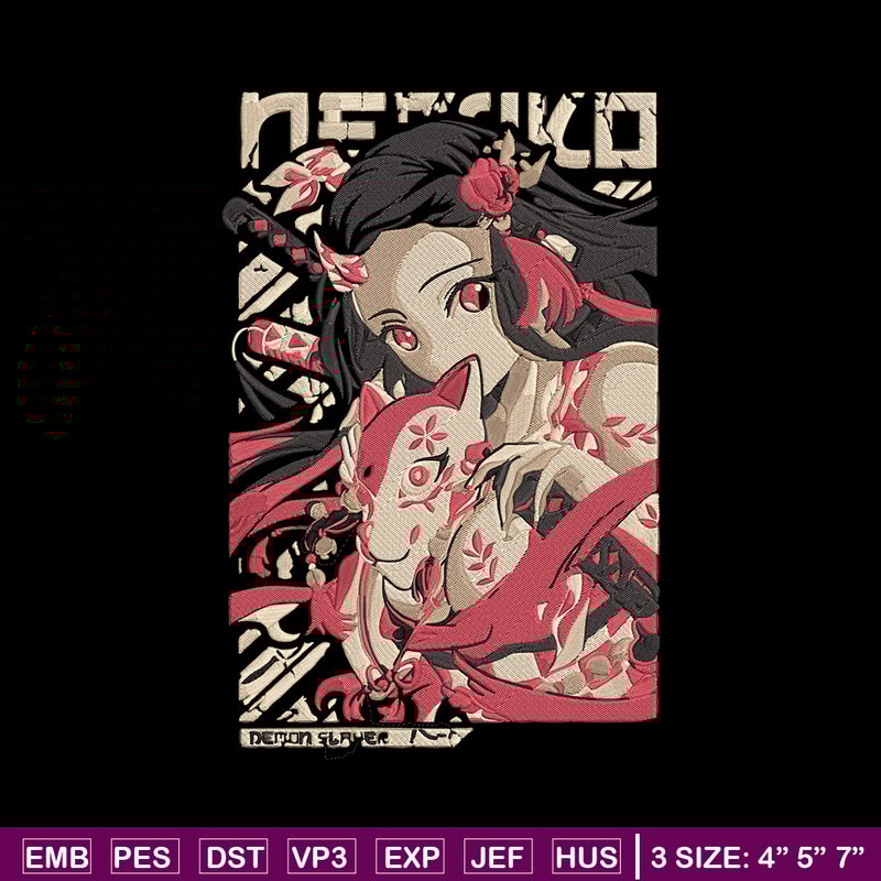 Nezuko poster Embroidery Design, Demon slayer Embroidery, Embroidery File, Anime Embroidery, Digital download.jpg