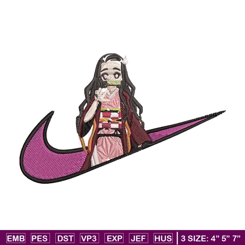 Nezuko x nike Embroidery Design, Demon slayer Embroidery,Embroidery File, Nike Embroidery, Anime shirt, Digital download.jpg